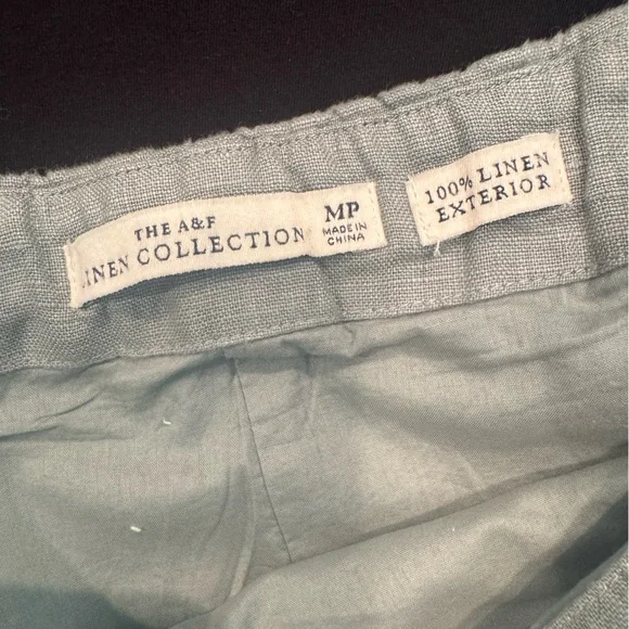 New w/o Tags Abercrombie & Fitch Premium Linen Scallop-Hem Midi Skirt MP Sage - Picture 4 of 5